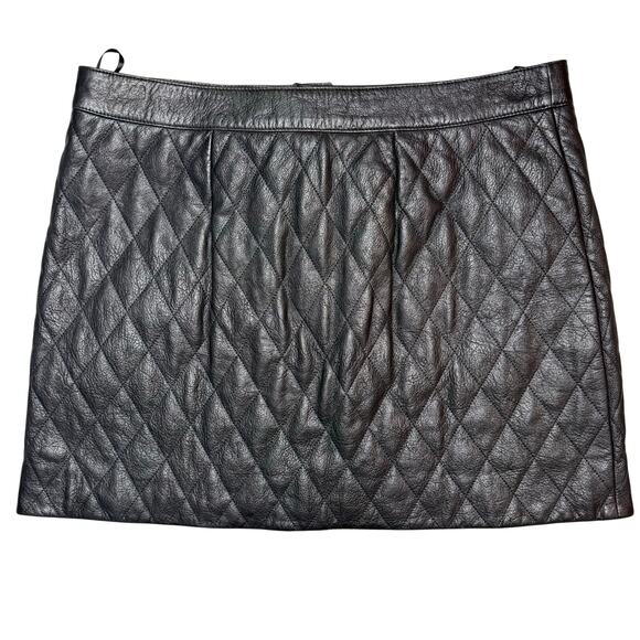 FRAME Quilted Lamb Leather Miniskirt XL - Picture 13 of 14